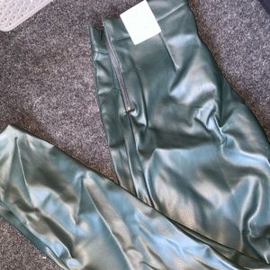 Zara Faux Leather Green Leggings